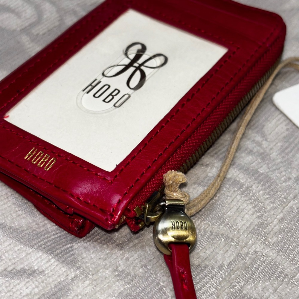 HOBO Addi Card Case Claret Red Leather Zip Wallet ID Window New - Picture 10 of 12